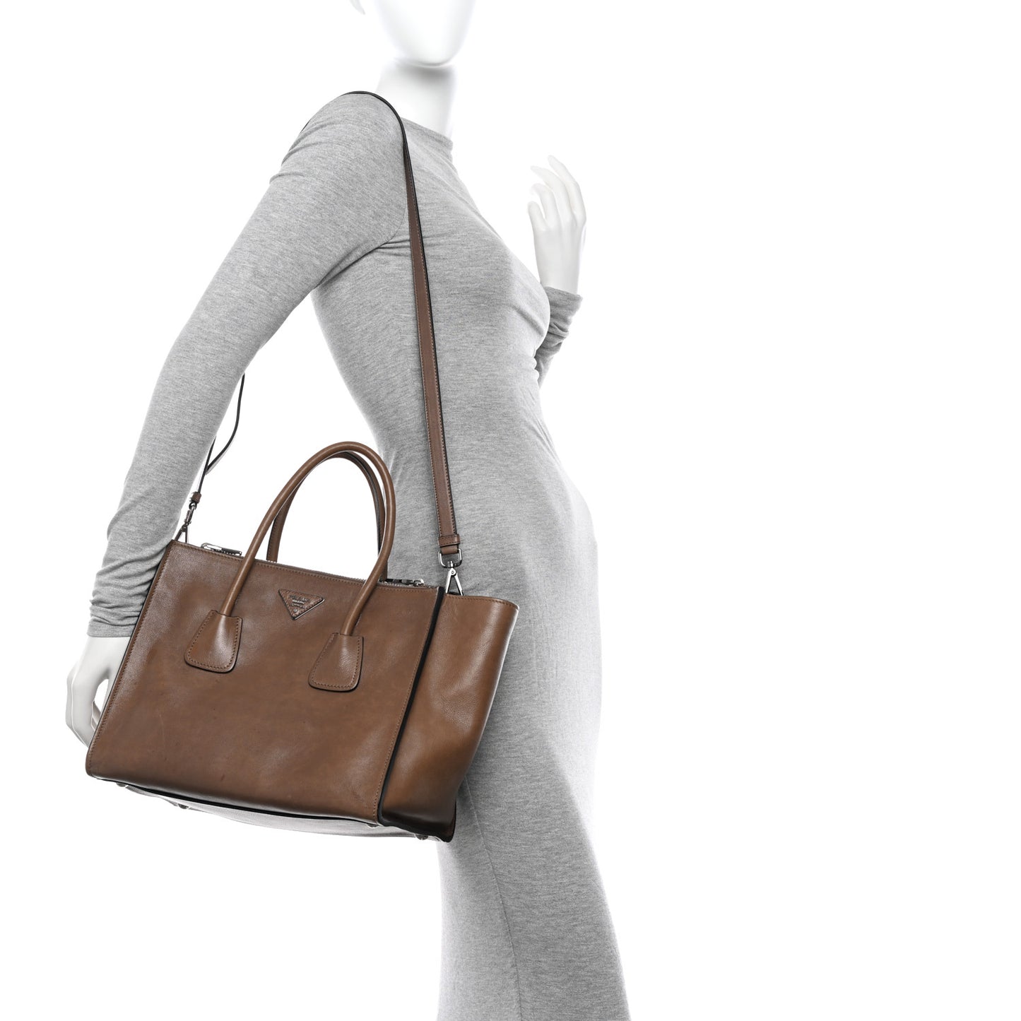 Glace Calf Twin Pocket Tote Argilla