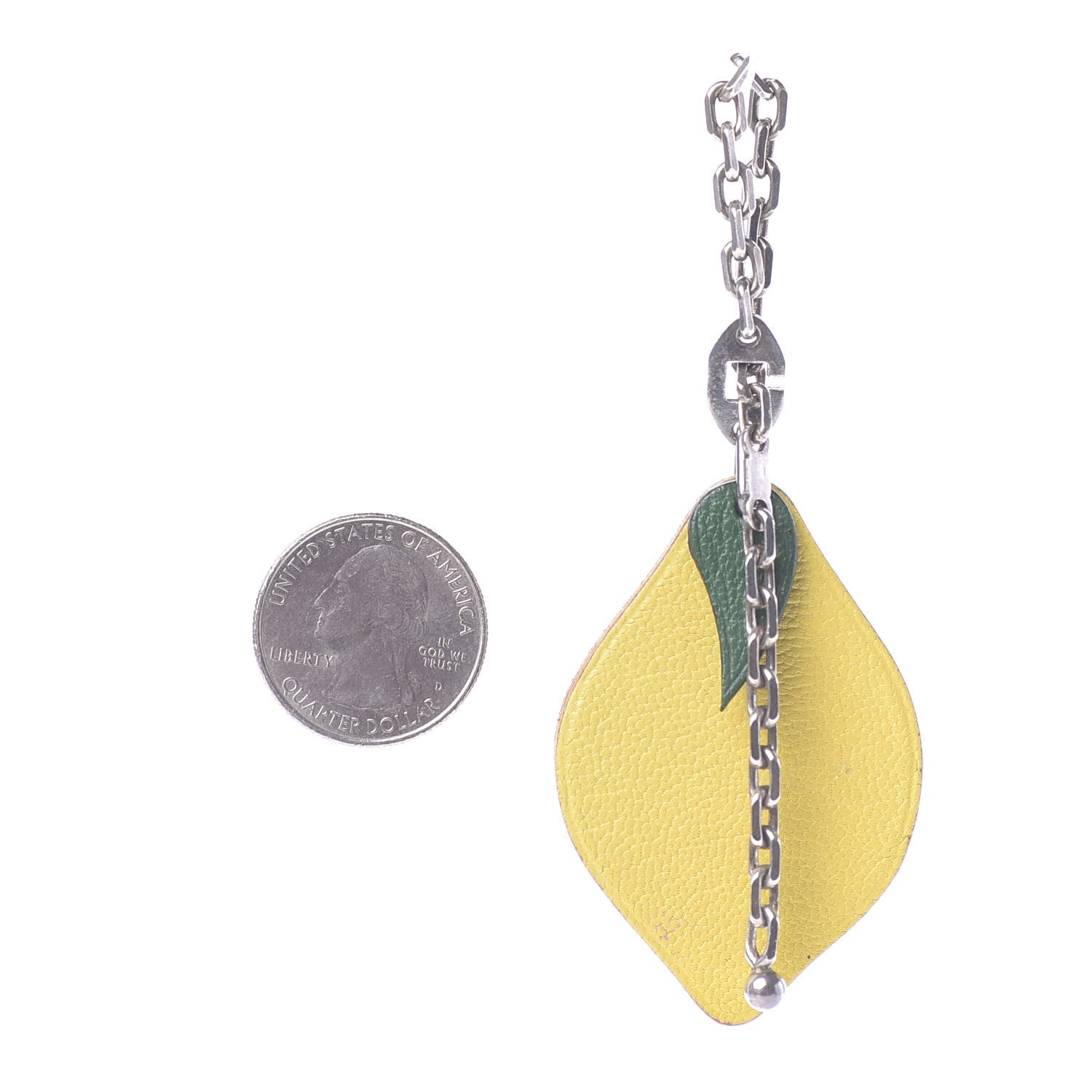 Hermes Chevre Mysore Lemon Key Chain Bag Charm Cumin 673367