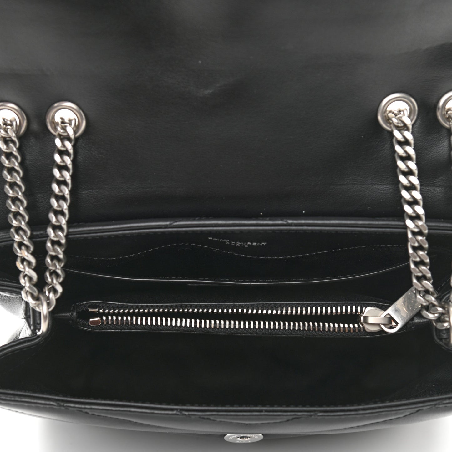 Calfskin Y Quilted Monogram Small Loulou Chain Satchel Black