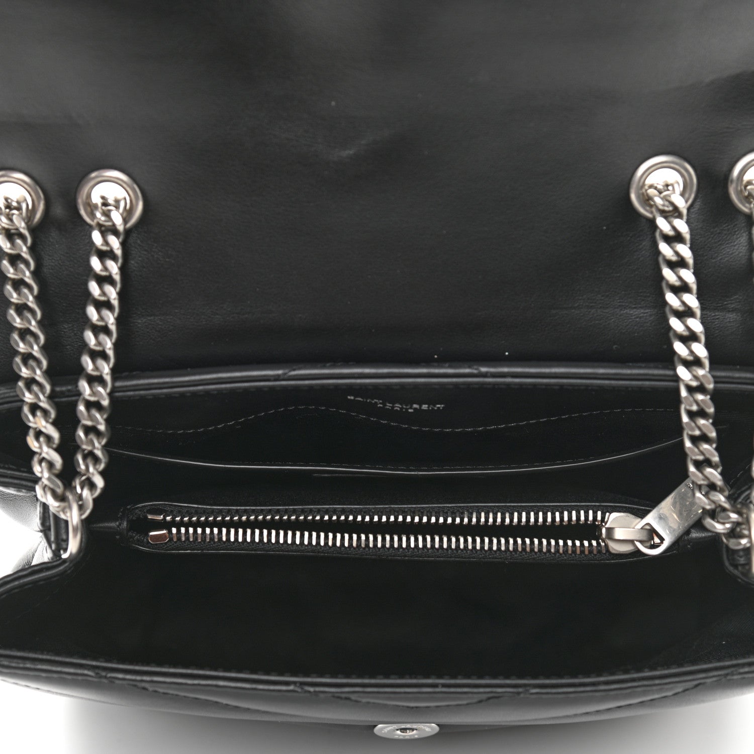 Saint Laurent Calfskin Y Quilted Monogram Small Loulou Chain Satchel Black 5 of 11