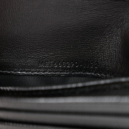 Saint Laurent Grain De Poudre Matelasse Chevron Monogram Card Case Black 7 of 10