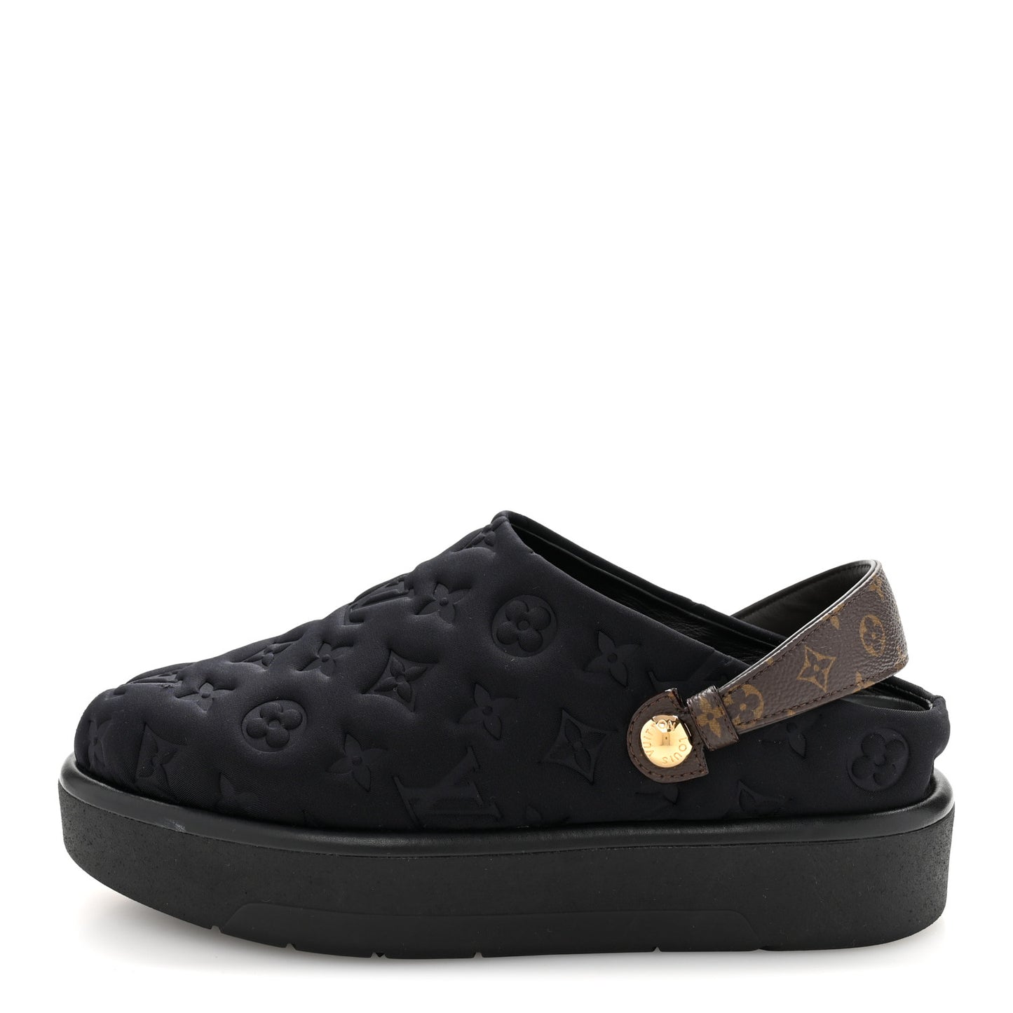 Nylon Embossed Monogram Aspen Platform Clog Mules 39.5 Black