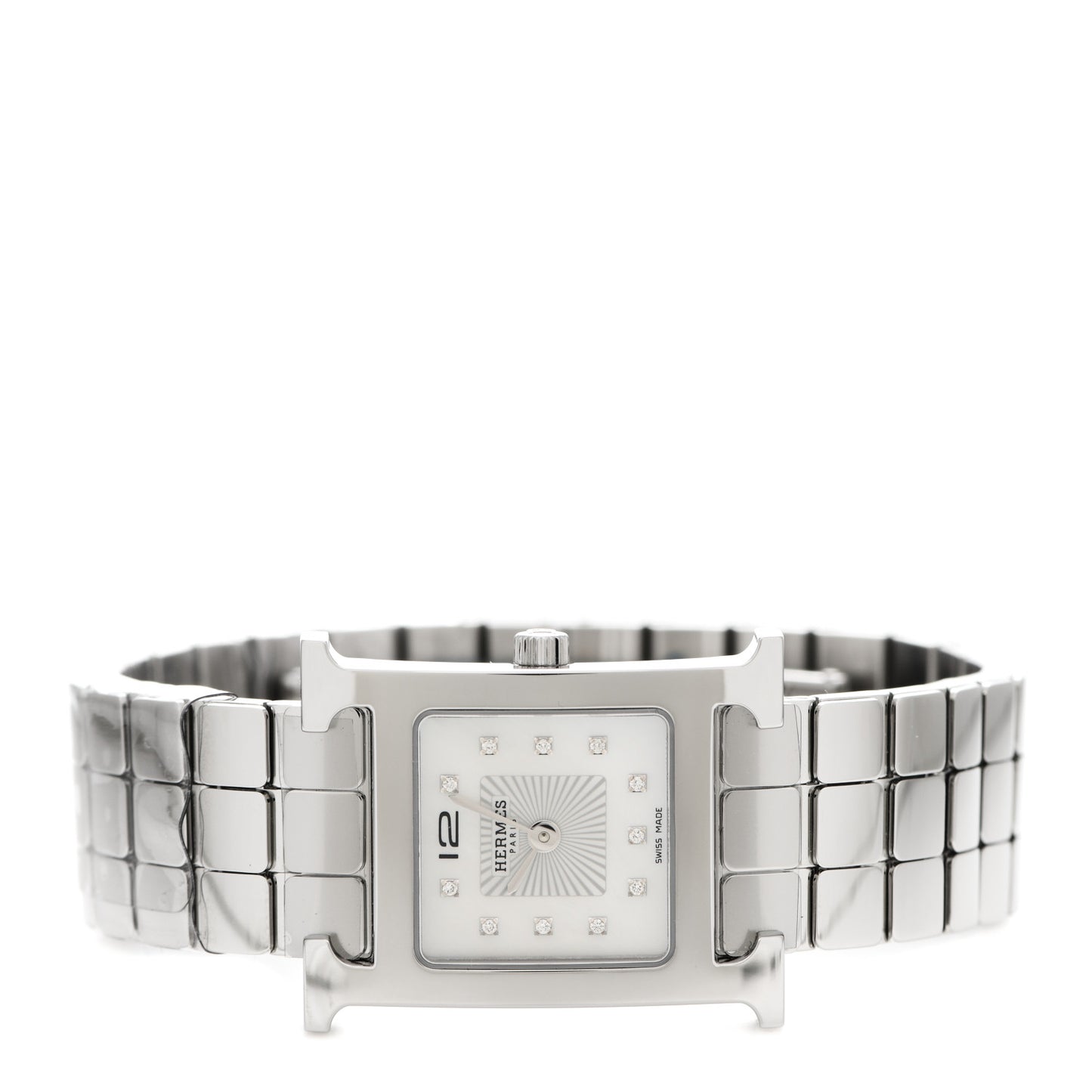 Stainless Steel Diamond Mother of Pearl 21mm Heure H Hour Quartz Watch