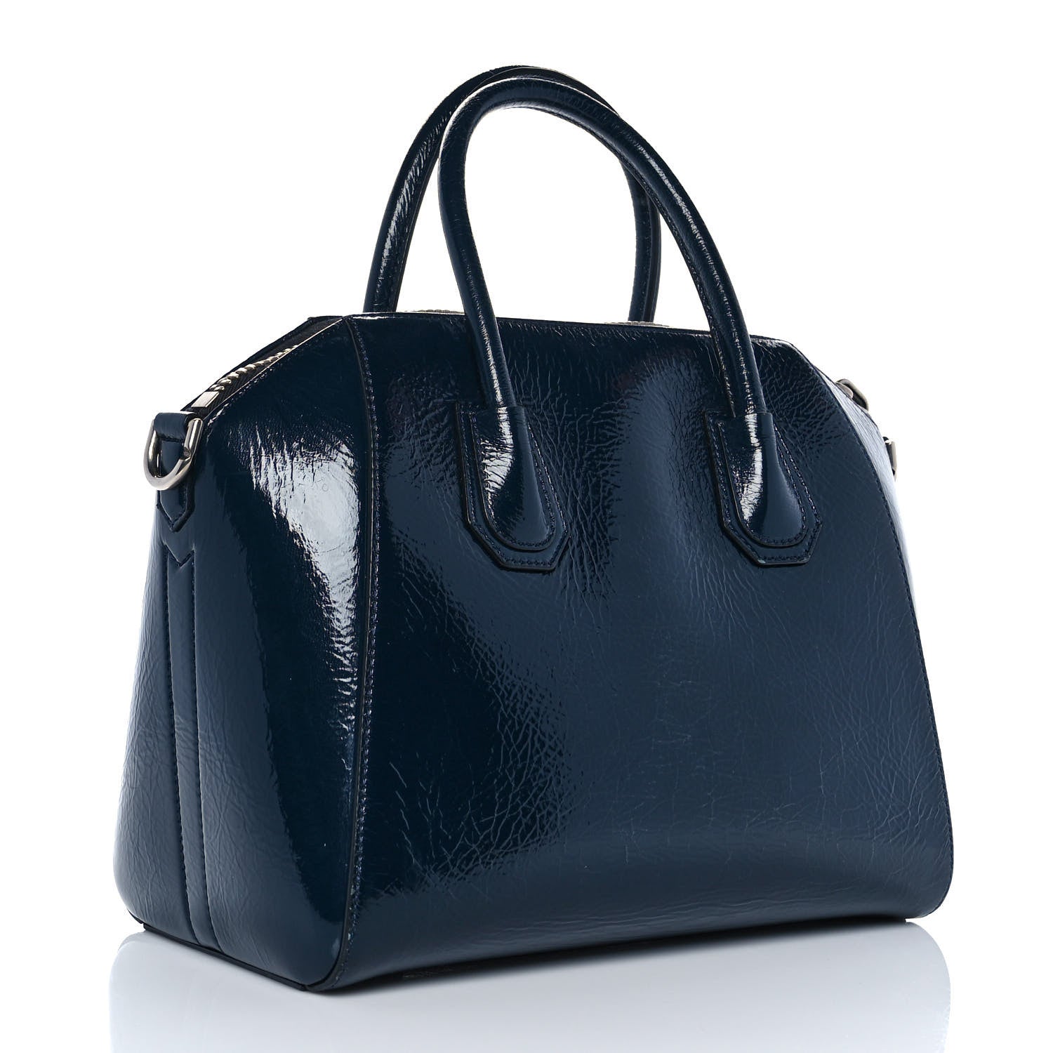 Givenchy Crinkled Patent Deerskin Small Antigona Deep Blue 2 of 8