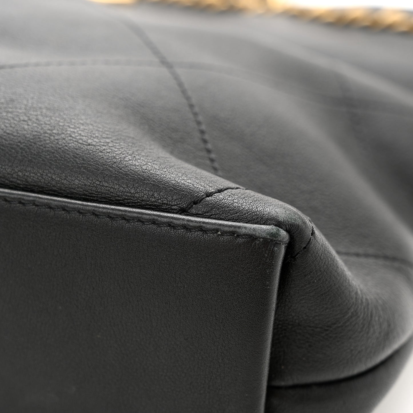 Calfskin Stitched Small Shopping Tote Black