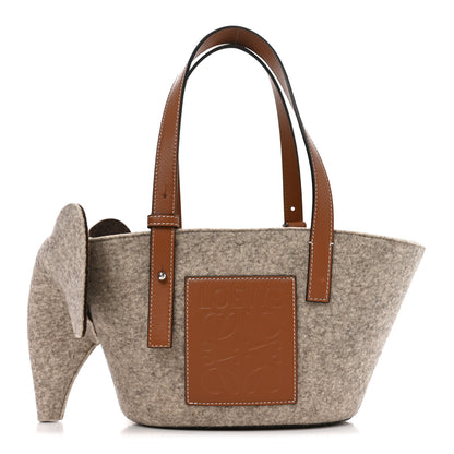 Loewe Felt Calfskin Elephant Basket Tote Beige Brown 1 of 9