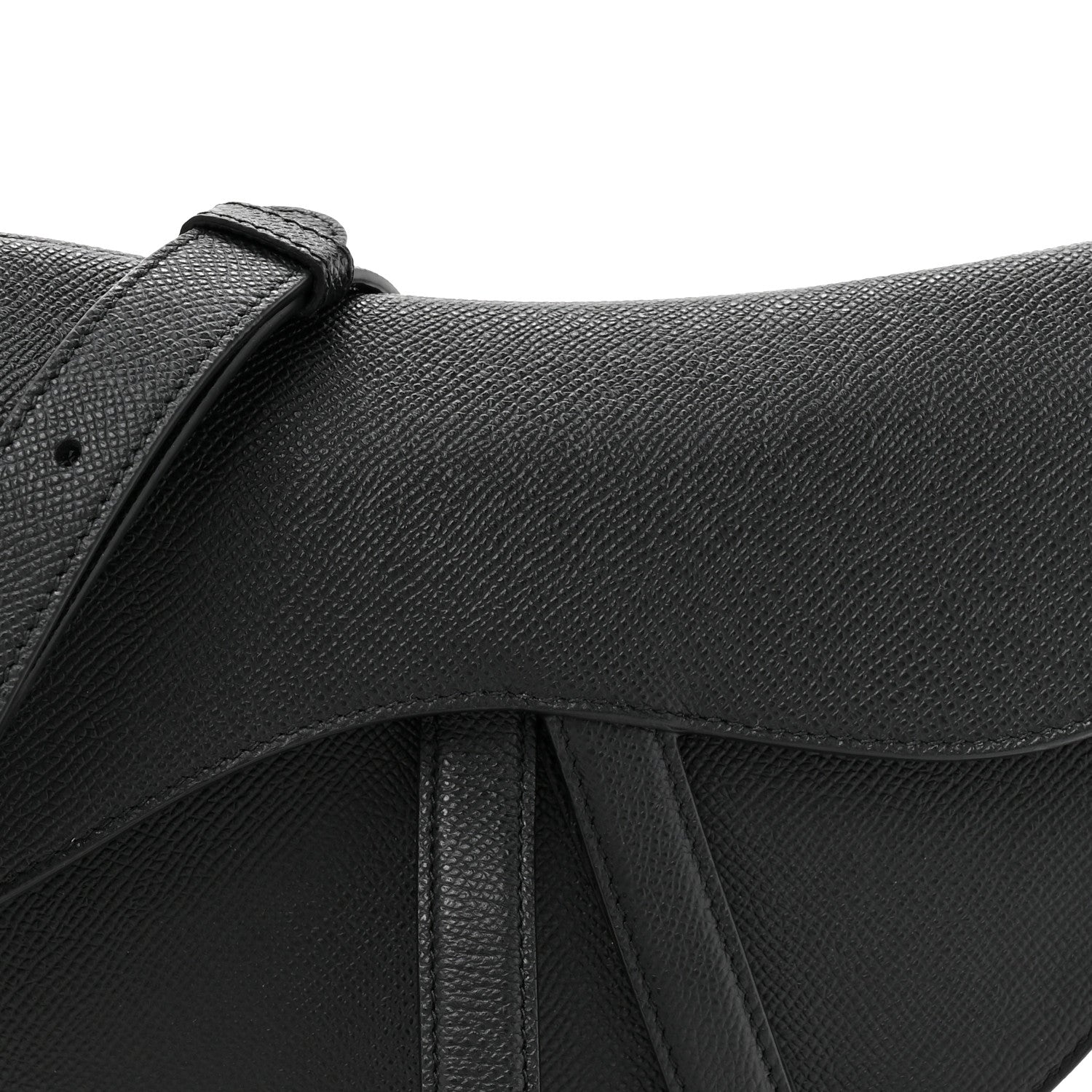 Christian Dior Grained Calfskin Saddle Bag With Strap Black 8 of 10