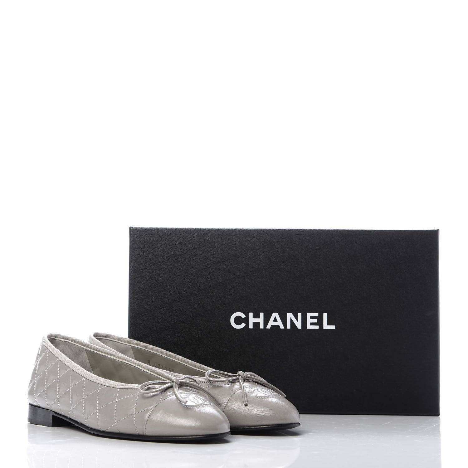 Chanel Crumpled Lambskin Quilted CC Ballerina Flats 39 Grey 10 of 10