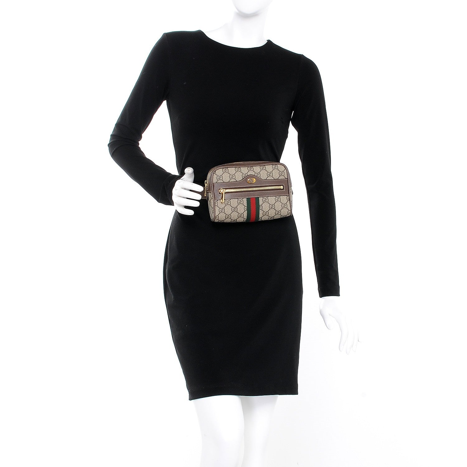 Gucci GG Supreme Monogram Web Small Ophidia Belt Bag 85 34 Dark Brown 2 of 7