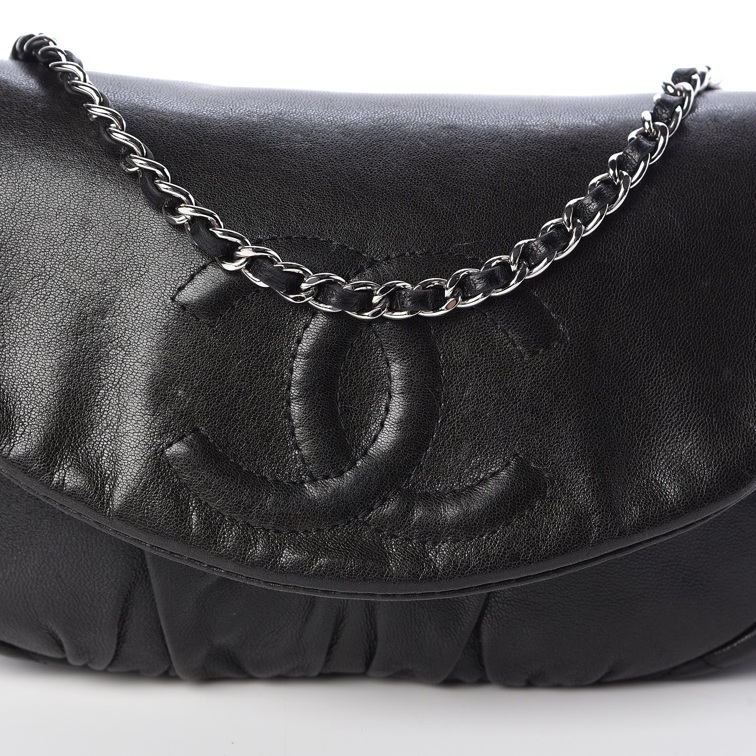 Chanel Lambskin Half Moon Wallet On Chain WOC Black 9 of 12