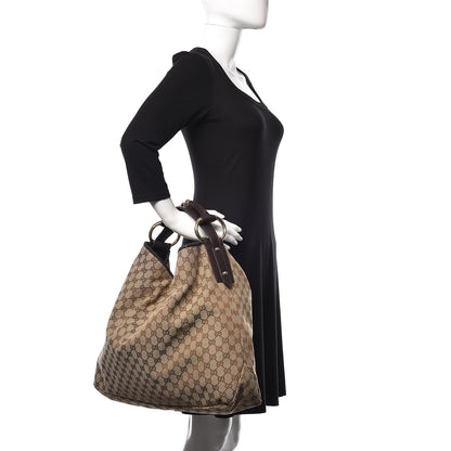 Gucci Monogram Large Horsebit Chain Hobo Dark Brown 2 of 11
