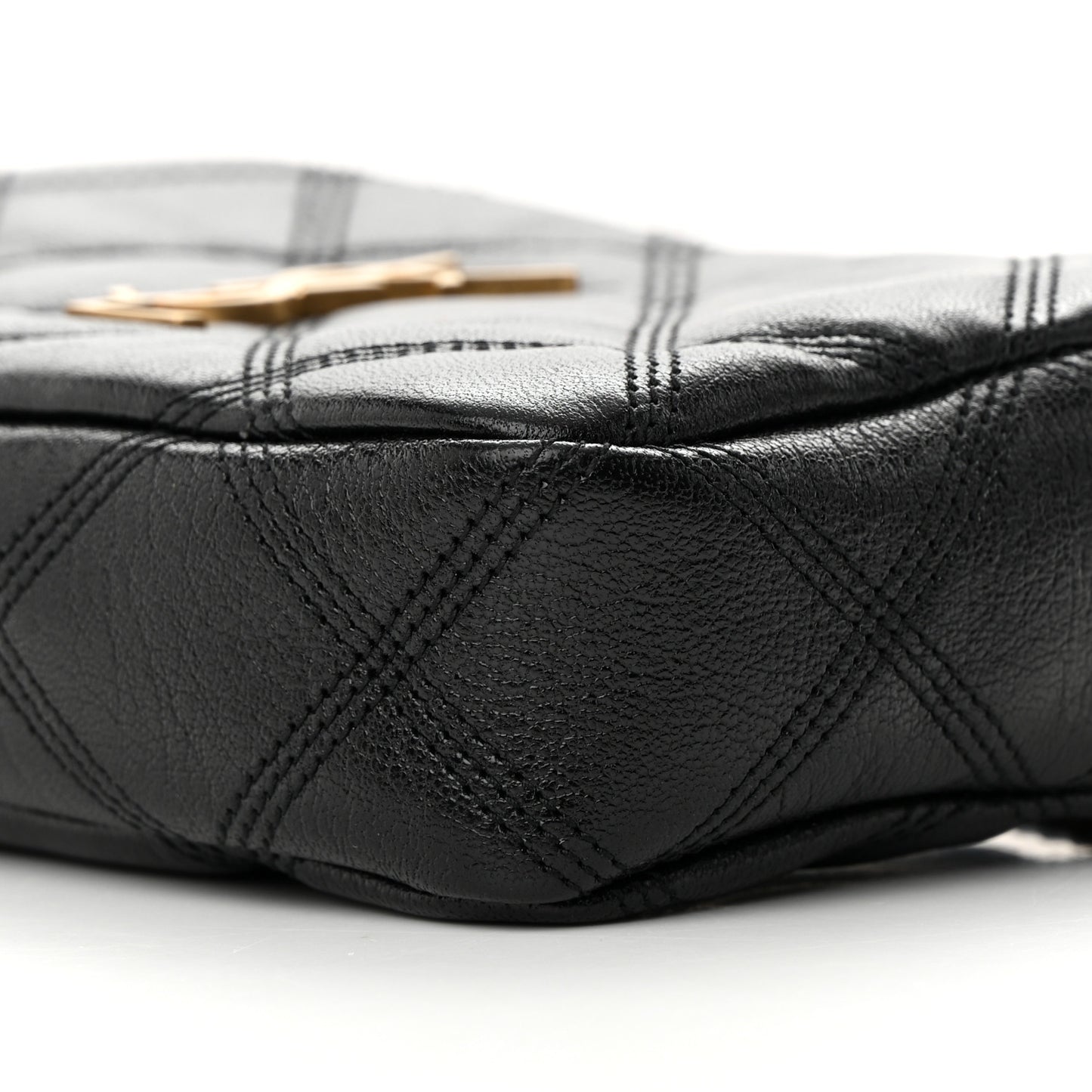 Grained Lambskin Quilted Mini Becky Double Zip Bag Black