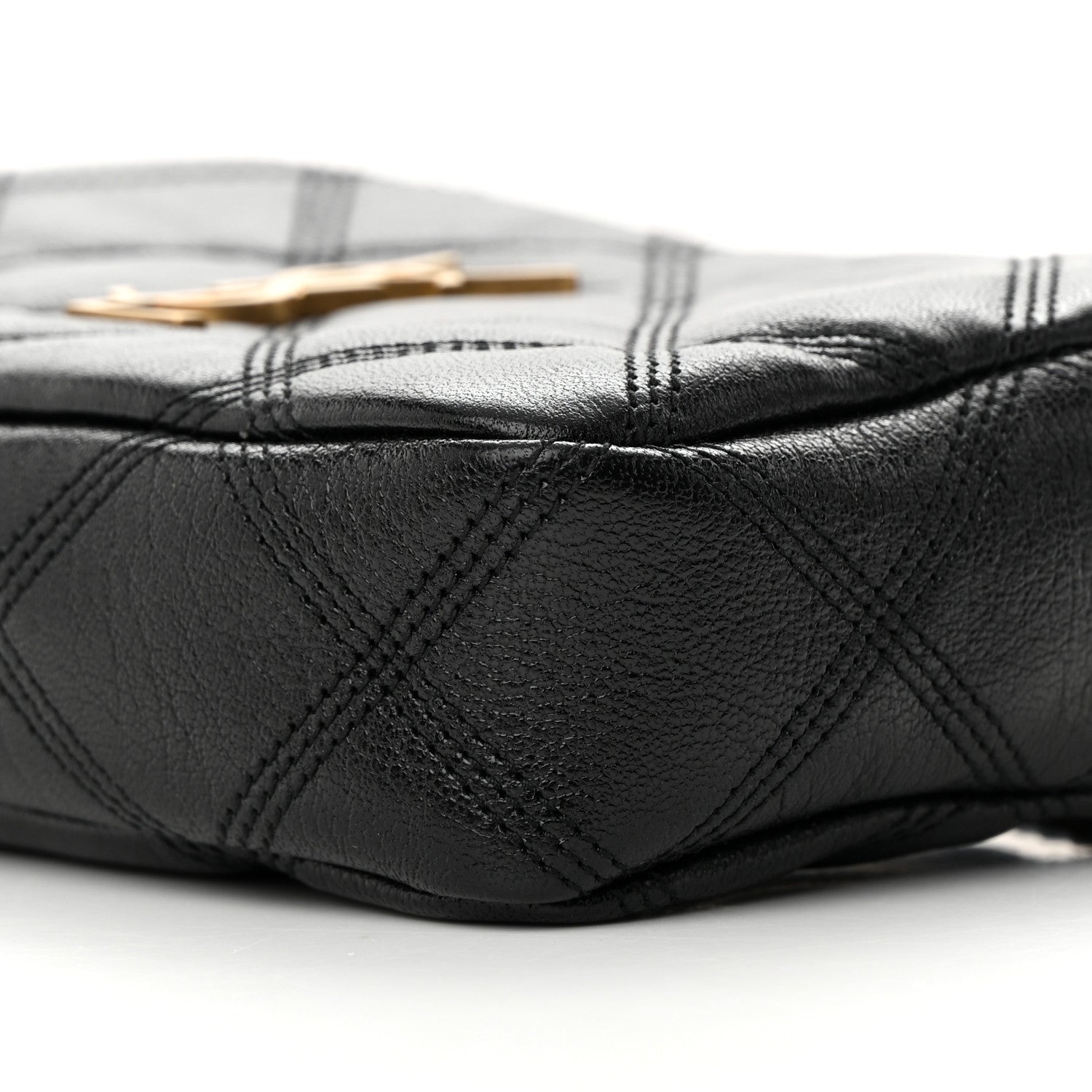 Saint Laurent Grained Lambskin Quilted Mini Becky Double Zip Bag Black 12 of 13