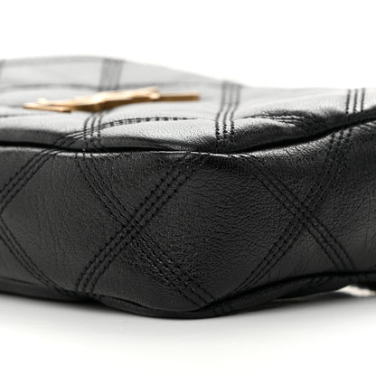Saint Laurent Grained Lambskin Quilted Mini Becky Double Zip Bag Black 12 of 13