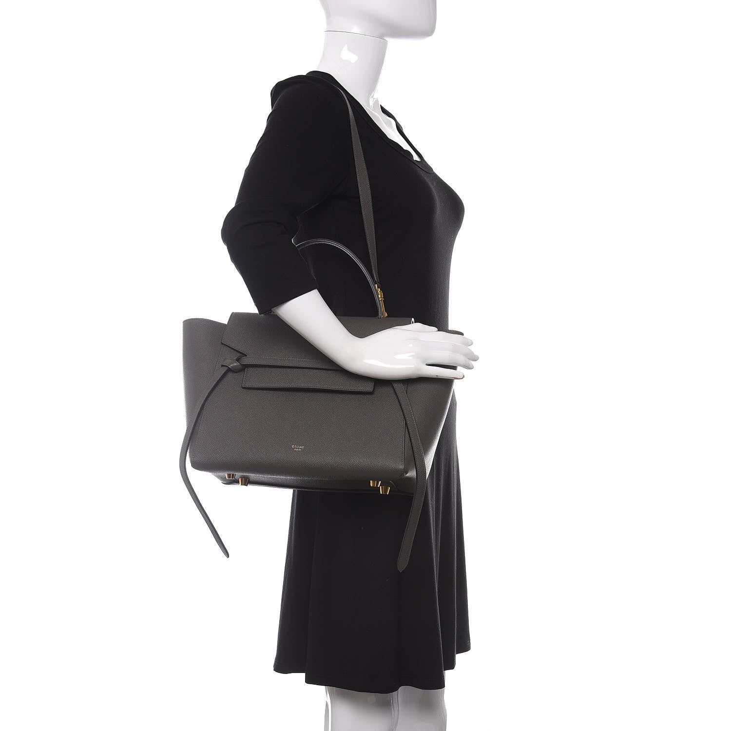 Celine Grained Calfskin Mini Belt Bag Grey 2 of 10