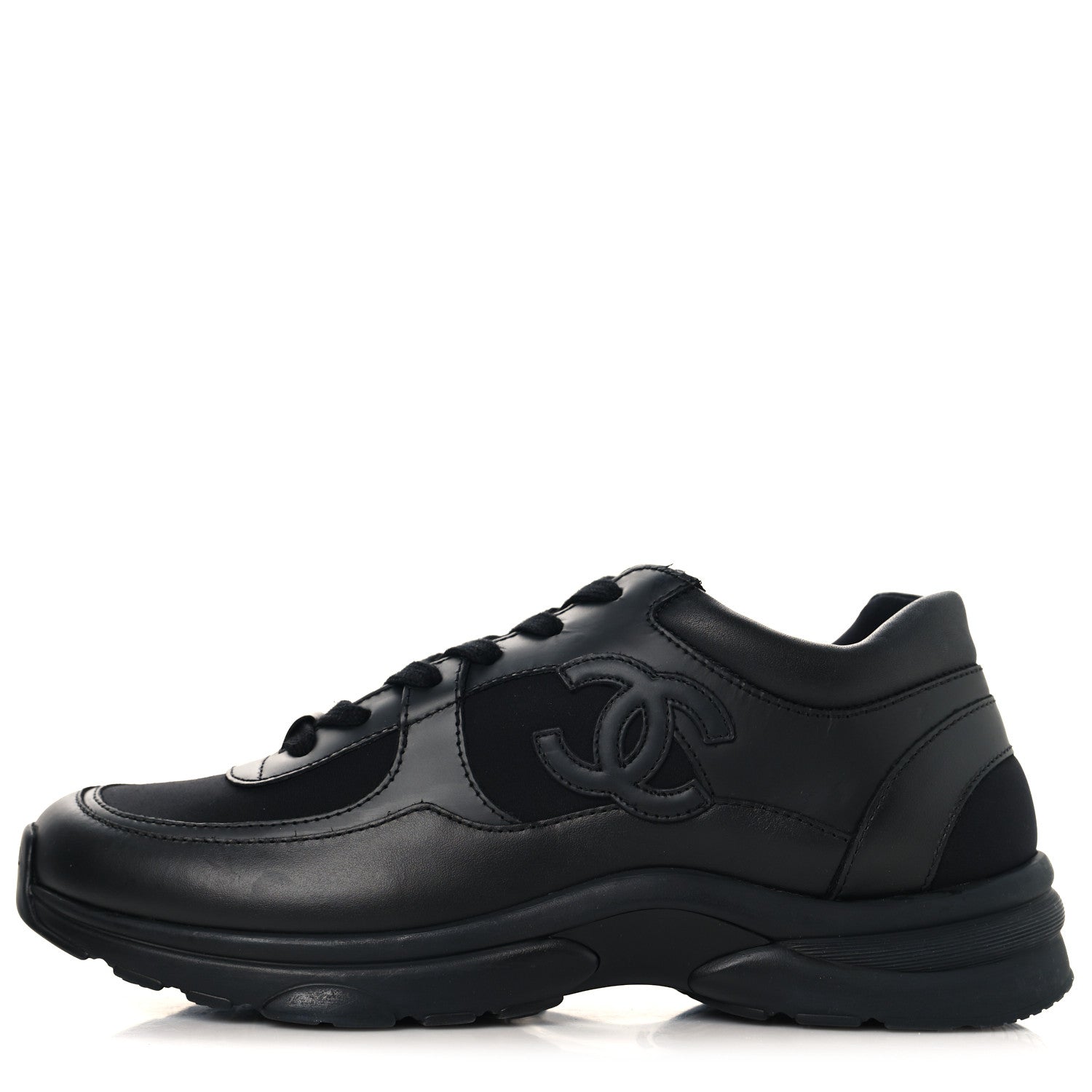 Chanel Calfskin Lambskin CC Uniform Sneakers Black 41 Black 1 of 10