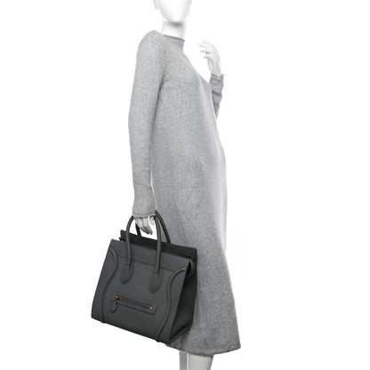 Celine Drummed Calfskin Mini Luggage Kohl 2 of 10