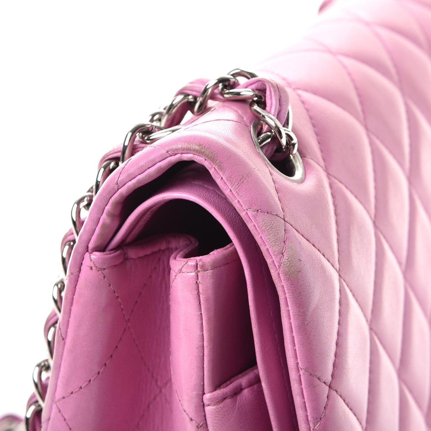 Lambskin Quilted Jumbo Double Flap Light Purple