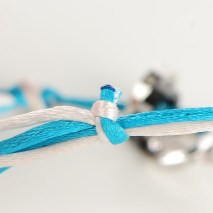Cartier 18K White Gold Diamond Ceramic Silk Adjustable Triple LOVE Bracelet Blue White 5 of 5