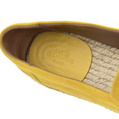 Hermes Suede Goatskin Womens Trip Espadrilles 38 Jaune Citron 6 of 18