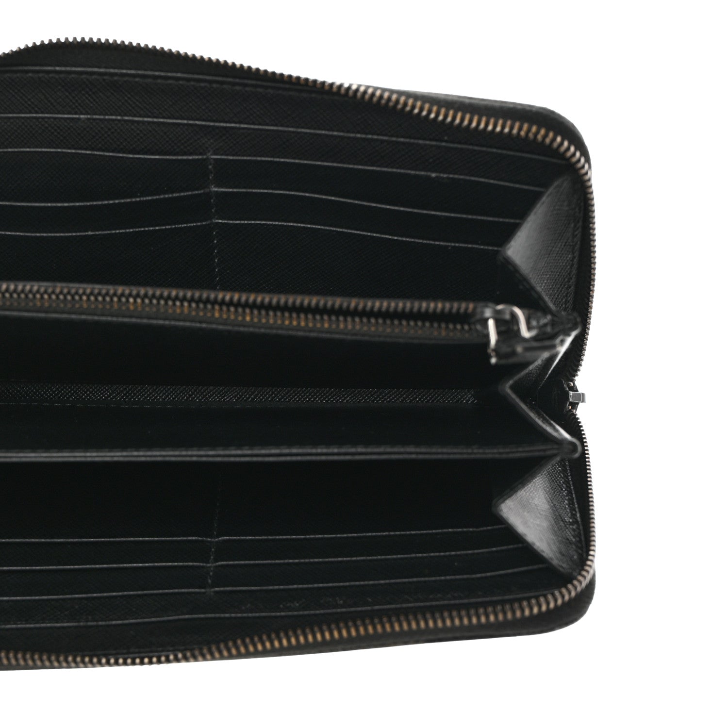 Prada Saffiano Metal Zip Around Wallet Black 5 of 7