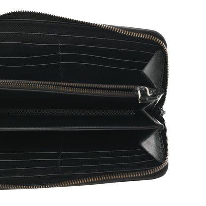 Prada Saffiano Metal Zip Around Wallet Black 5 of 7