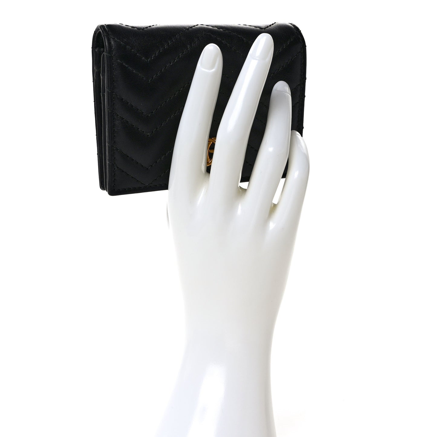 Calfskin Matelasse GG Marmont Card Case Wallet Black