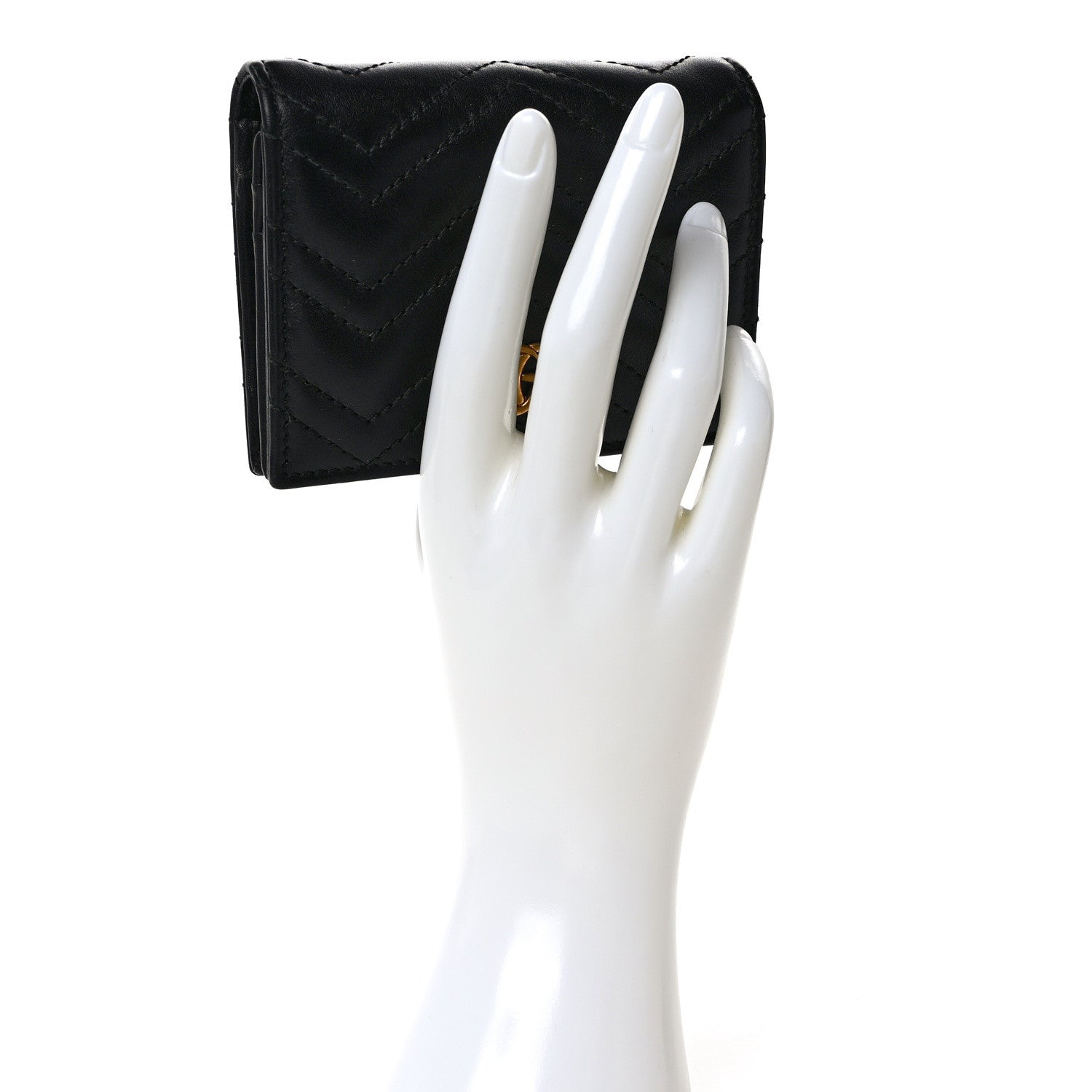Gucci Calfskin Matelasse GG Marmont Card Case Wallet Black 2 of 11