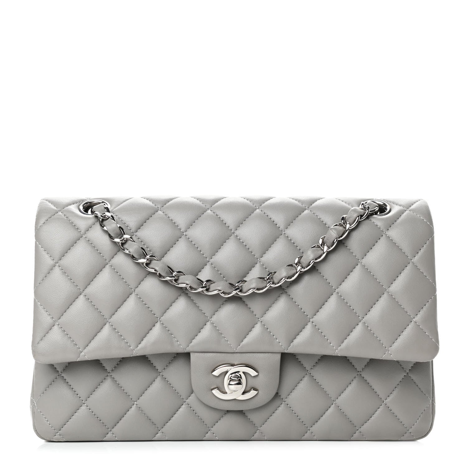 Chanel Lambskin Quilted Medium Double Flap Grey 1 of 6