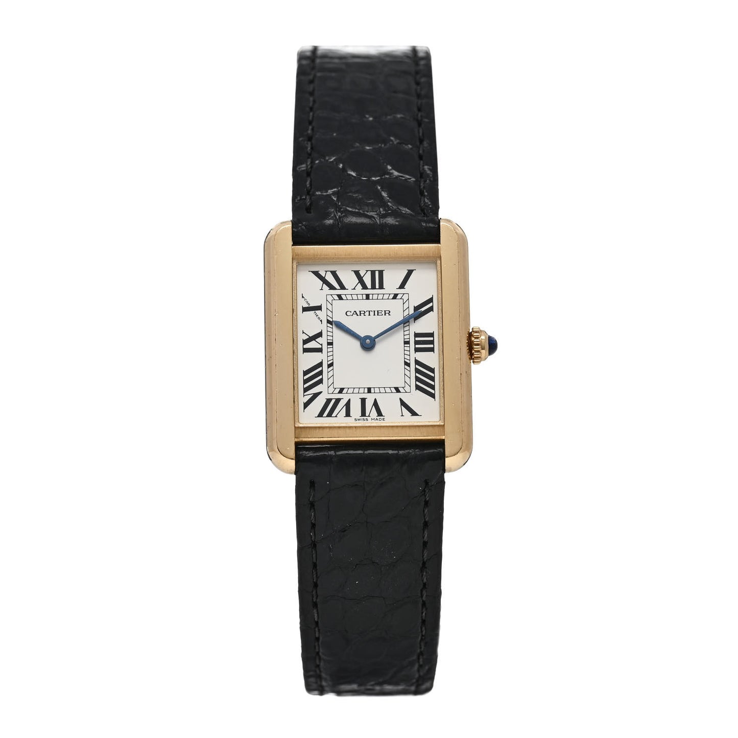Stainless Steel 18K Yellow Gold Alligator 24mm Tank Solo Quartz Watch