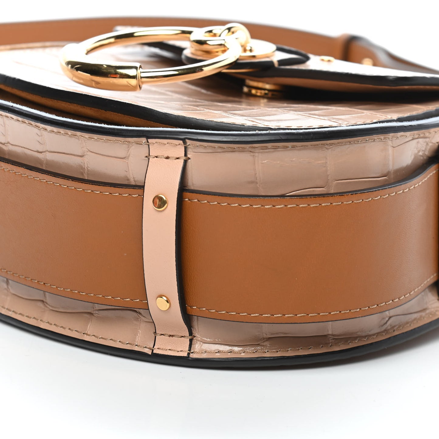 Calfskin Crocodile Embossed Small Tess Bag Nut