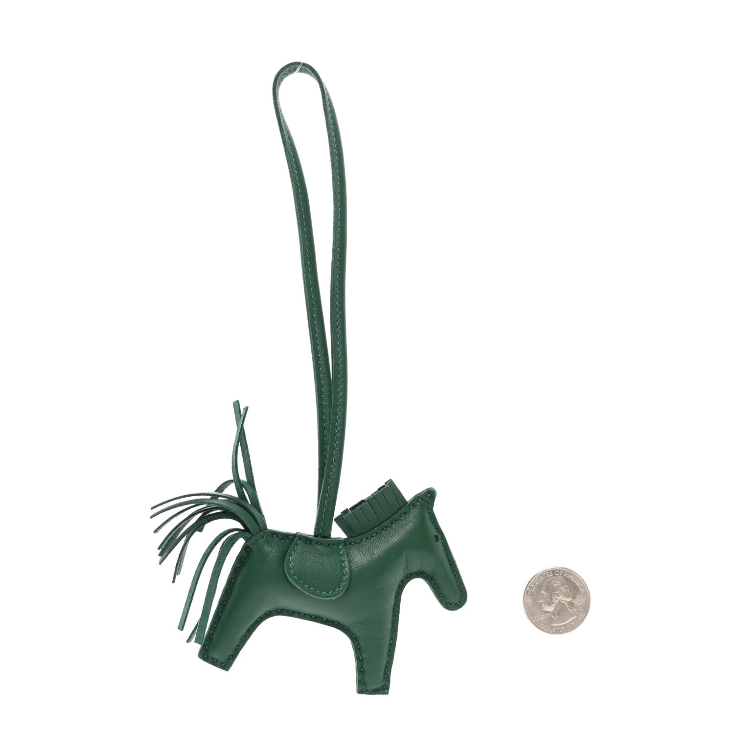 Hermes Milo Lambskin Grigri Rodeo Horse Bag Charm PM Vert Moyen 2 of 5