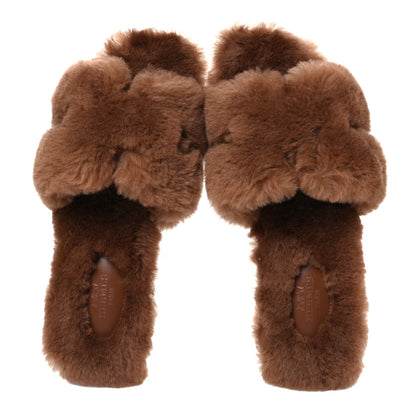 Hermes Woolskin Oran Sandals 37.5 Naturel 2 of 9