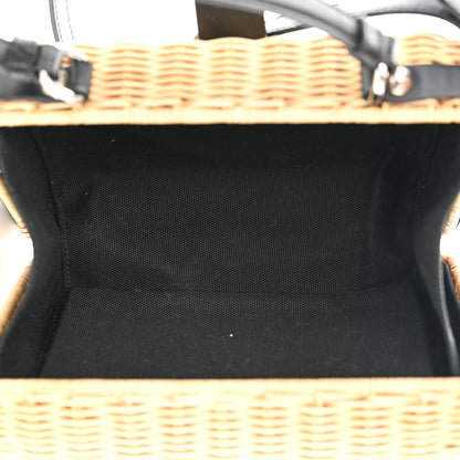 Prada Wicker Top Handle Shoulder Bag Naturale Black 5 of 9