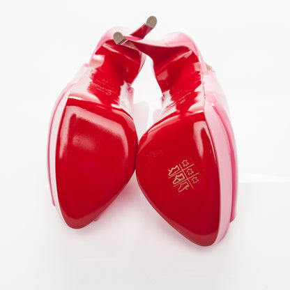 Christian Louboutin Patent Lady Peep Sling 150 Pumps 39 Darling 5 of 7