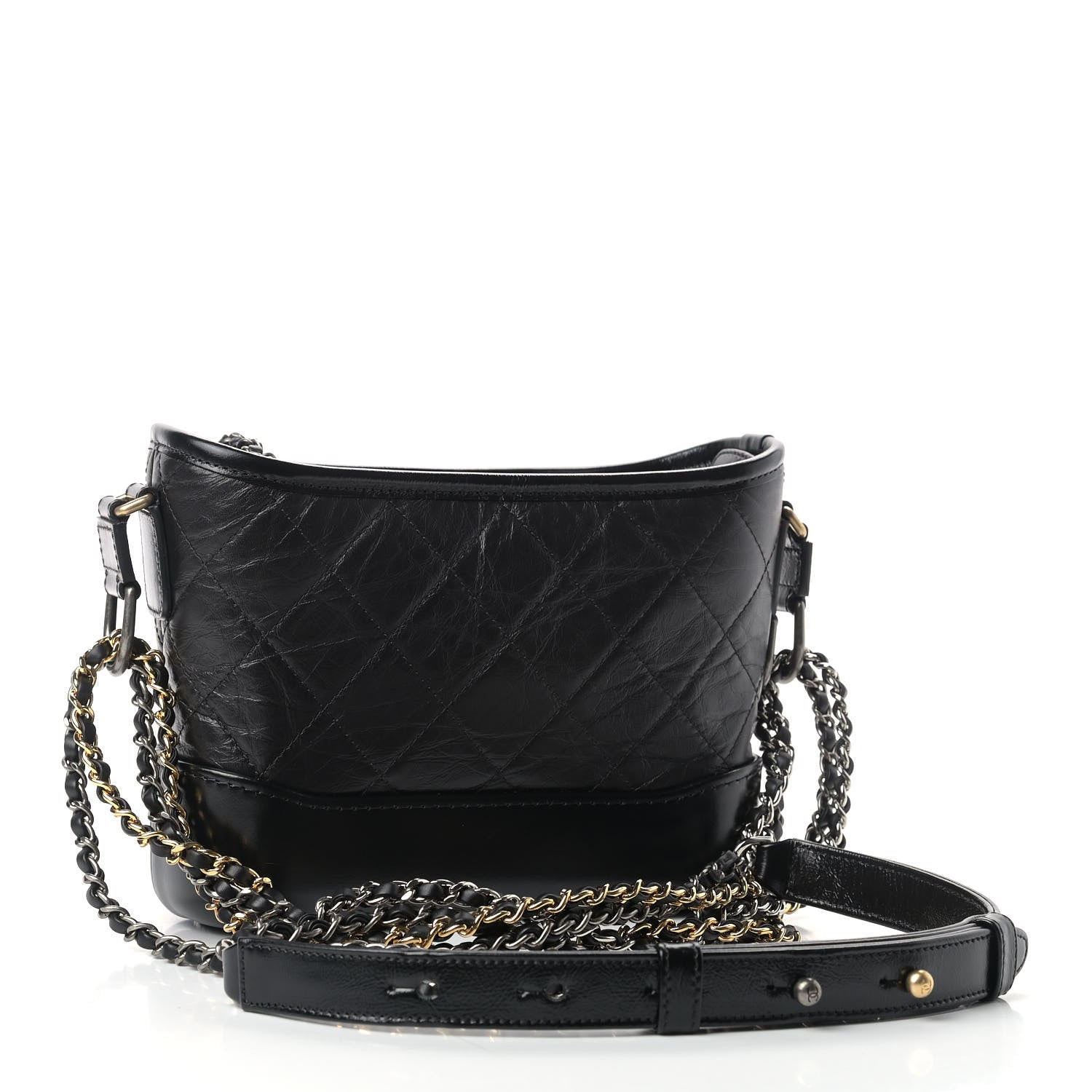 Chanel Aged Calfskin Quilted Small Gabrielle Hobo Black 3 of 9