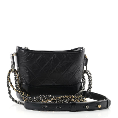 Chanel Aged Calfskin Quilted Small Gabrielle Hobo Black 3 of 9