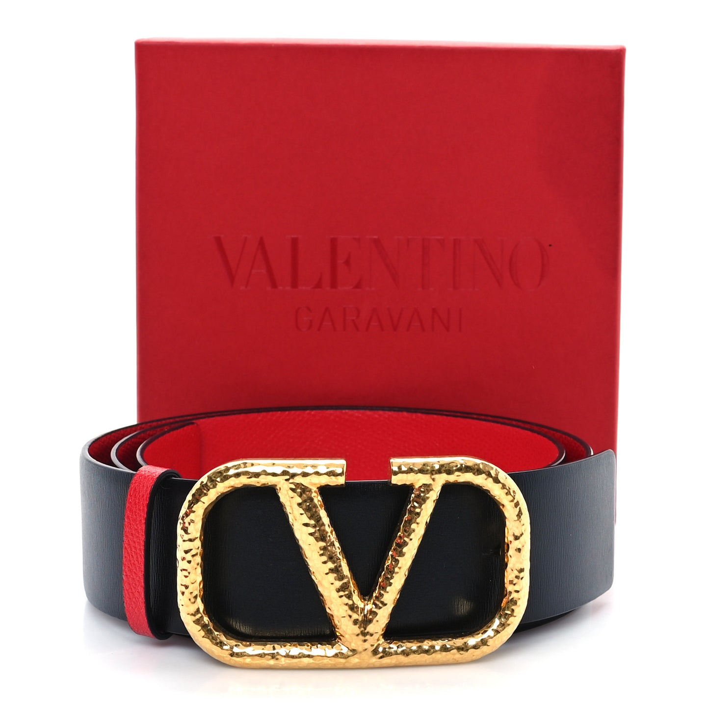 Glossy Calfskin Grainy Calfskin Hammered 40mm VLogo Reversible Belt 90 36 Black Rouge Pur