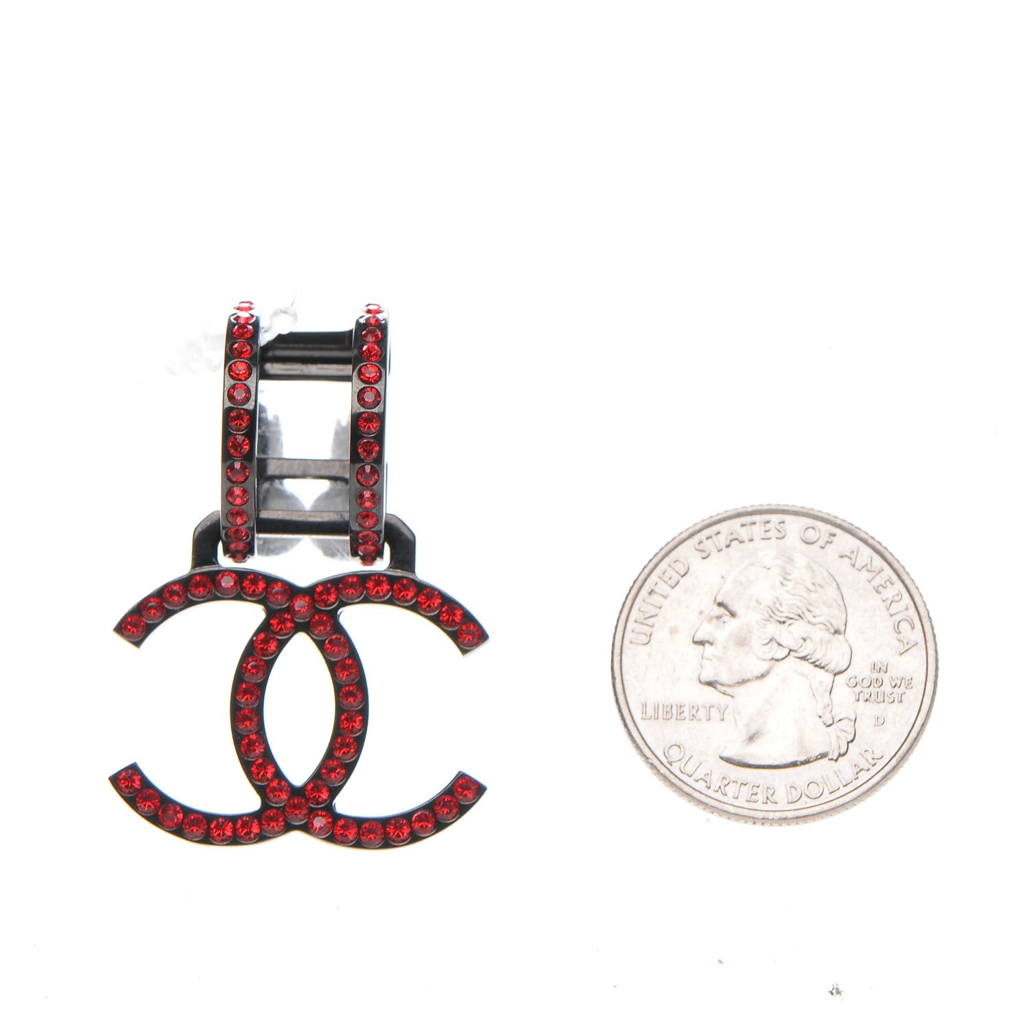 Chanel Crystal CC Clip On Earring Red 2 of 4