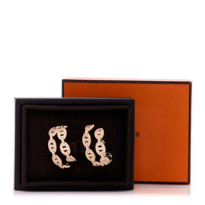Hermes 18K Rose Gold Diamond Chaine d'Ancre Enchainee Cuff Earrings 5 of 5