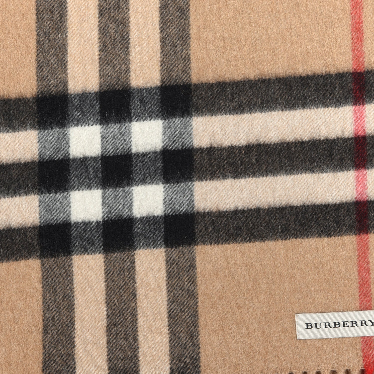 Burberry Cashmere Giant Heritage Check Fringe Scarf Camel 3 of 4