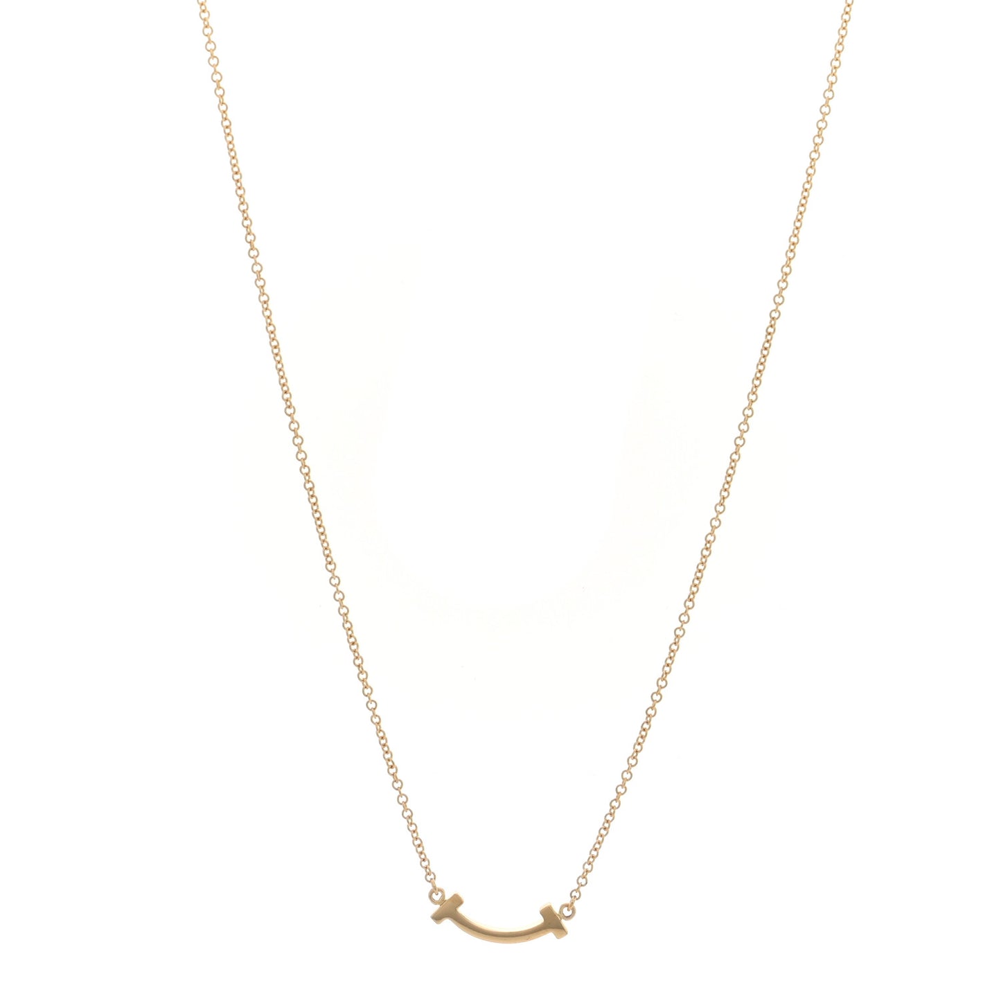 18K Yellow Gold Mini T Smile Pendant Necklace