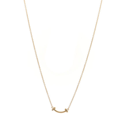 Tiffany 18K Yellow Gold Mini T Smile Pendant Necklace 1 of 5