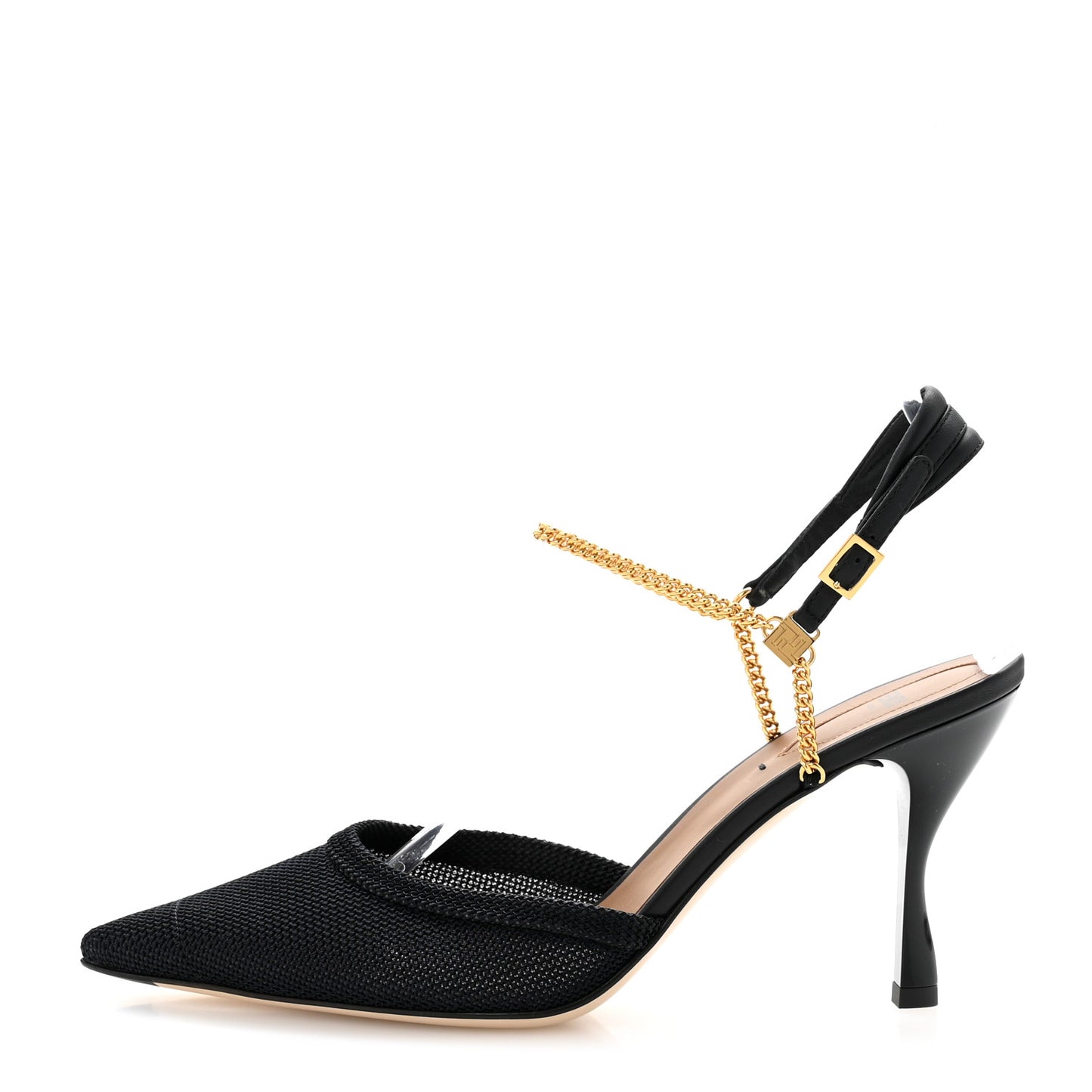 Mesh Chain 85mm Slingback Pumps 39 Black