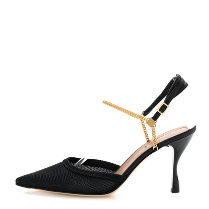 Fendi Mesh Chain 85mm Slingback Pumps 39 Black 1 of 8