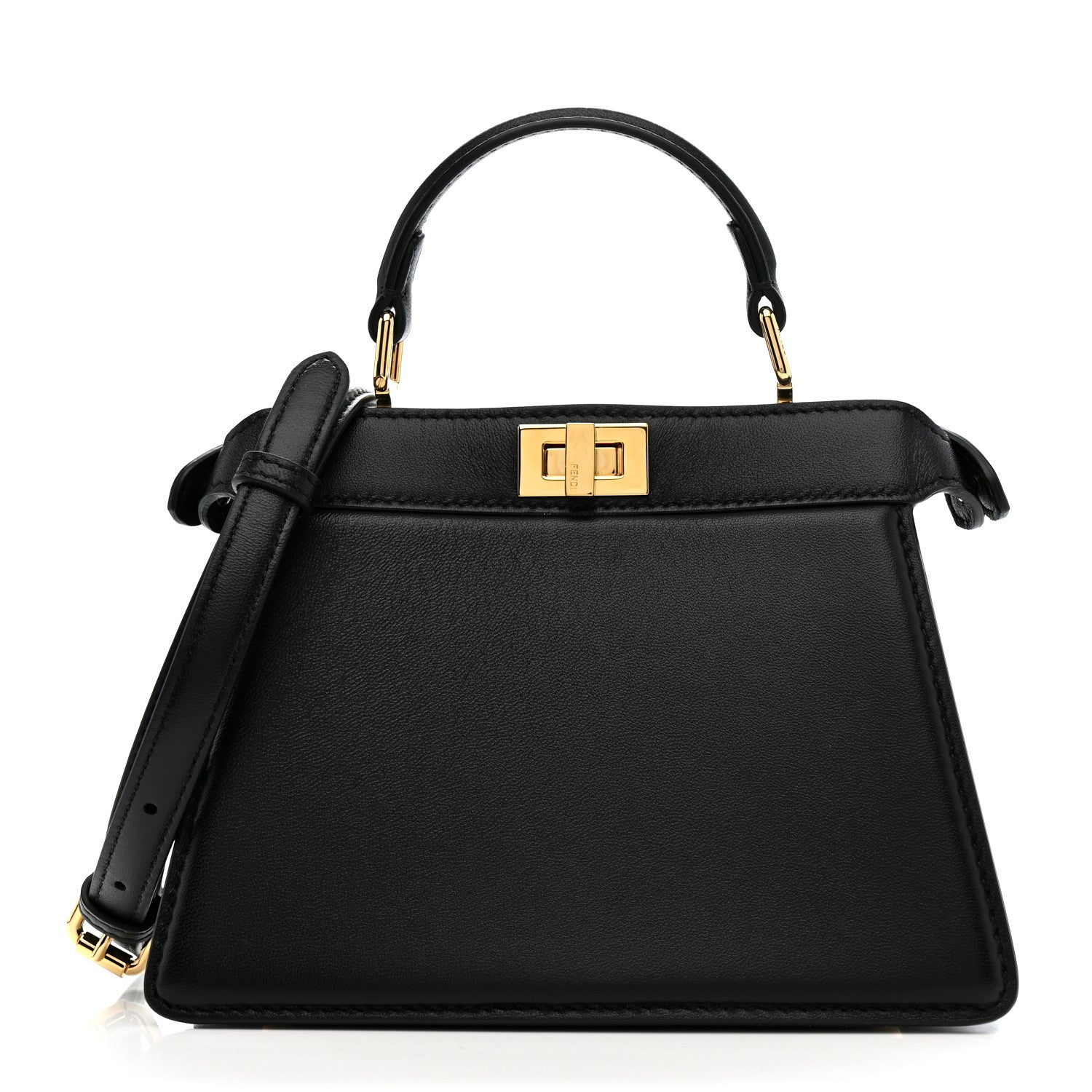 Fendi Shiny Nappa Petite Peekaboo I SEE U Satchel Black 1 of 12