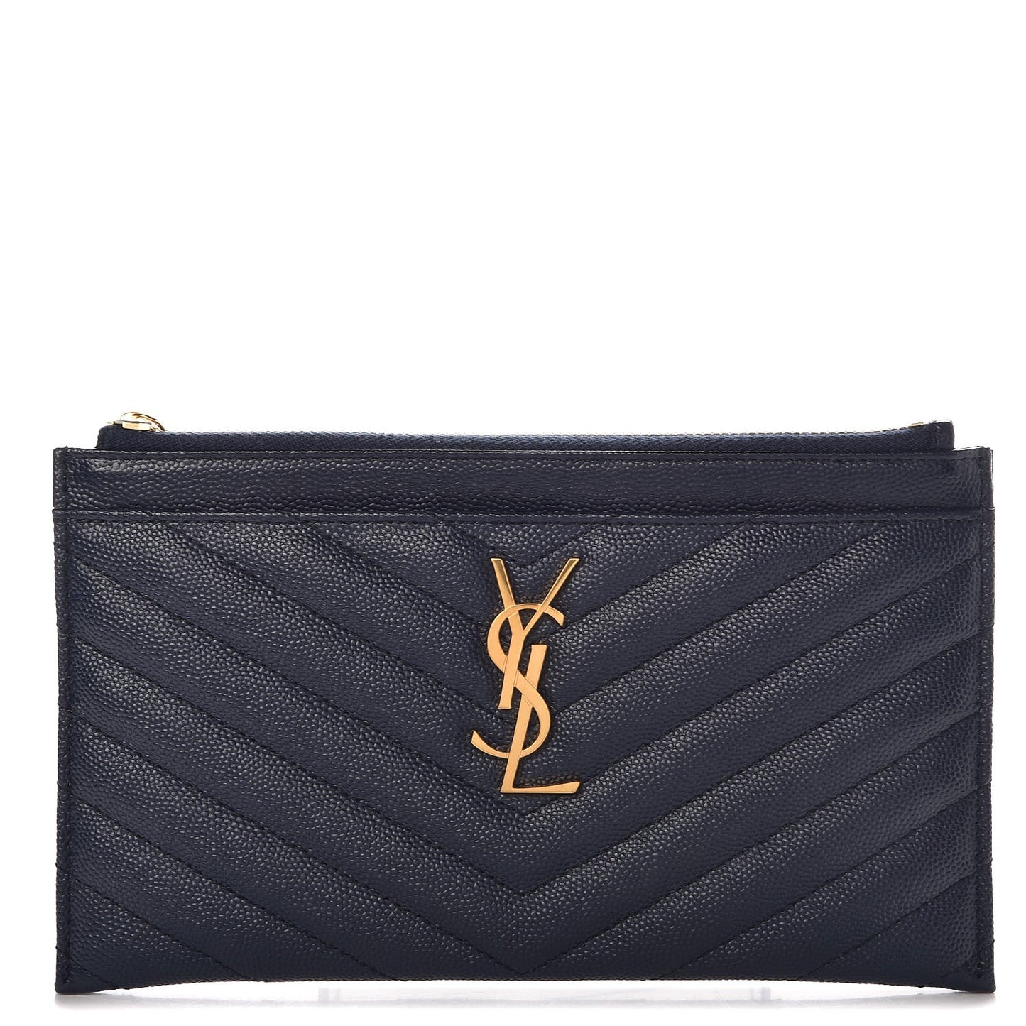 Grain De Poudre Chevron Monogram Bill Pouch Navy