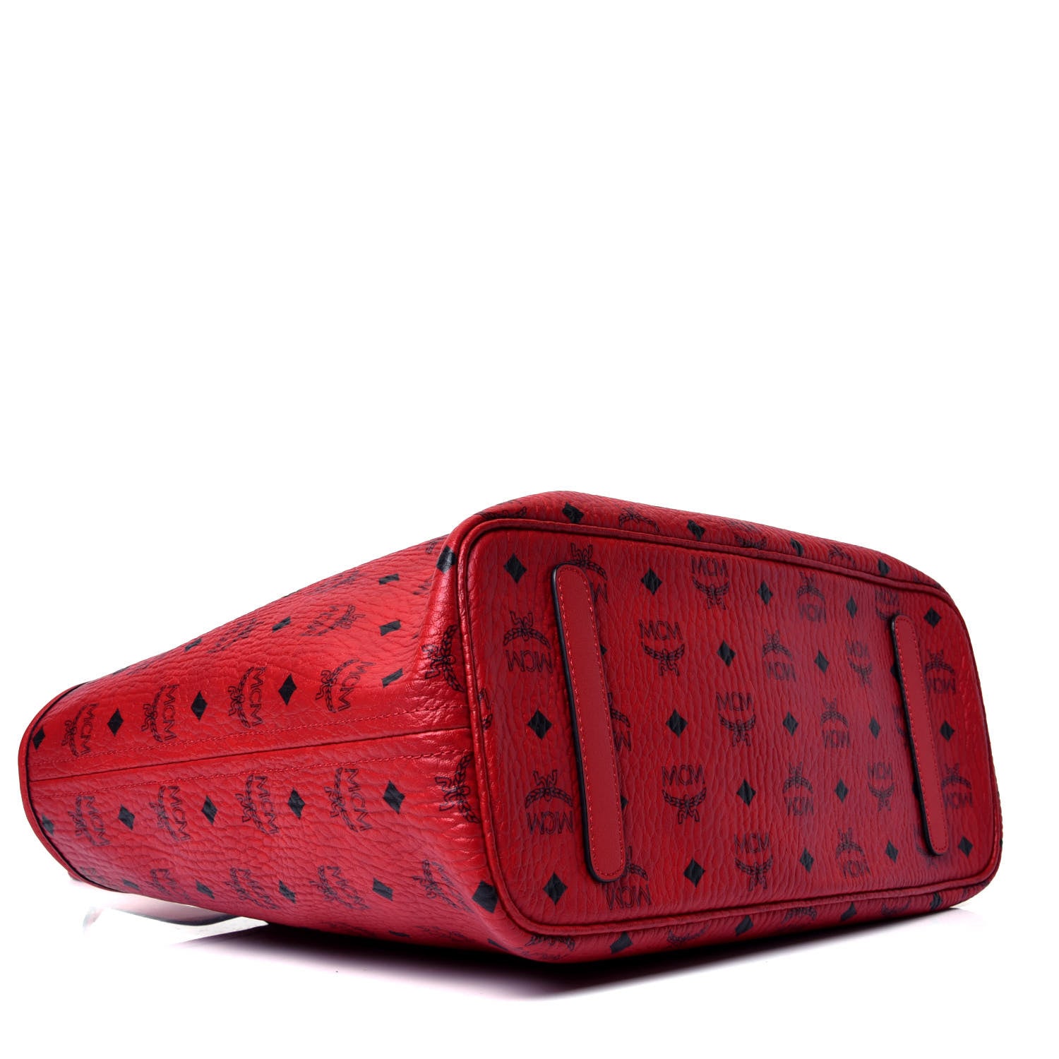 MCM Visetos Medium Anya Zip Top Shopper Tote Ruby Red 3 of 4