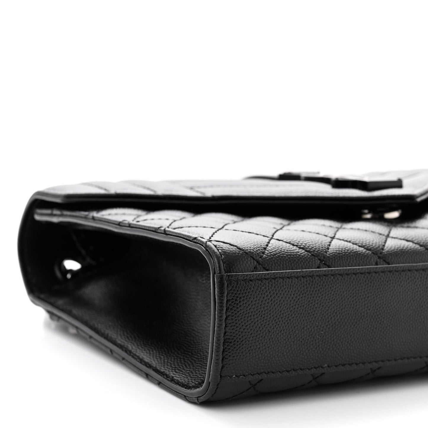 Grain De Poudre Textured Mixed Matelasse Triquilt Medium Monogram Monochrome Satchel Black