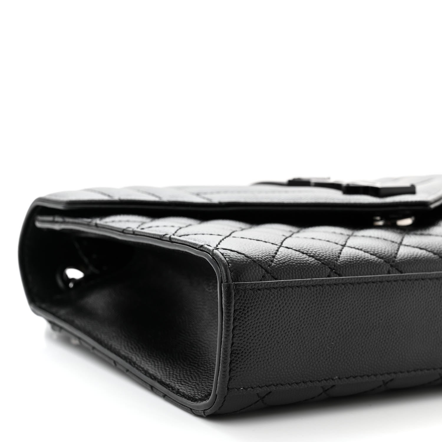 Saint Laurent Grain De Poudre Textured Mixed Matelasse Triquilt Medium Monogram Monochrome Satchel Black 9 of 11
